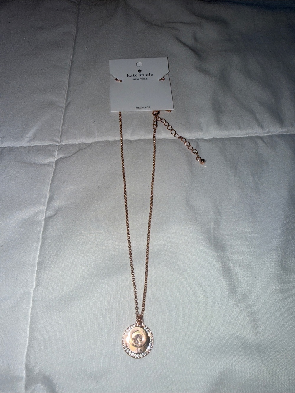 kate spade Rose Gold Necklace with Dark Center and Pavé Halo
